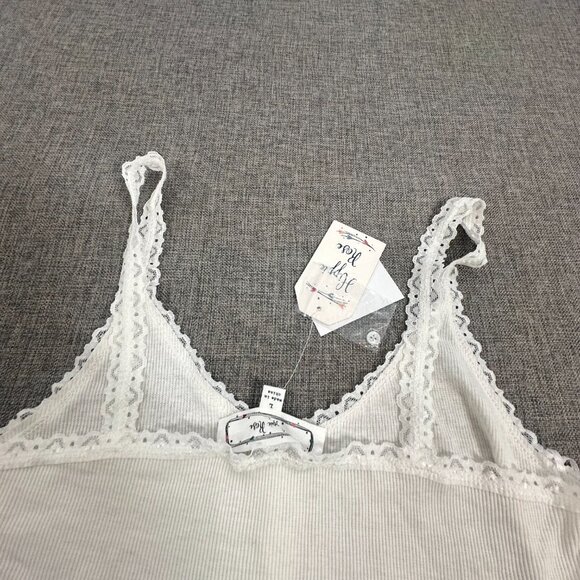 NEW! Hippie Rose Lace Tank Top Cream‎ Ivory Lightweight Junior Large Scoop Neck - Picture 9 of 11